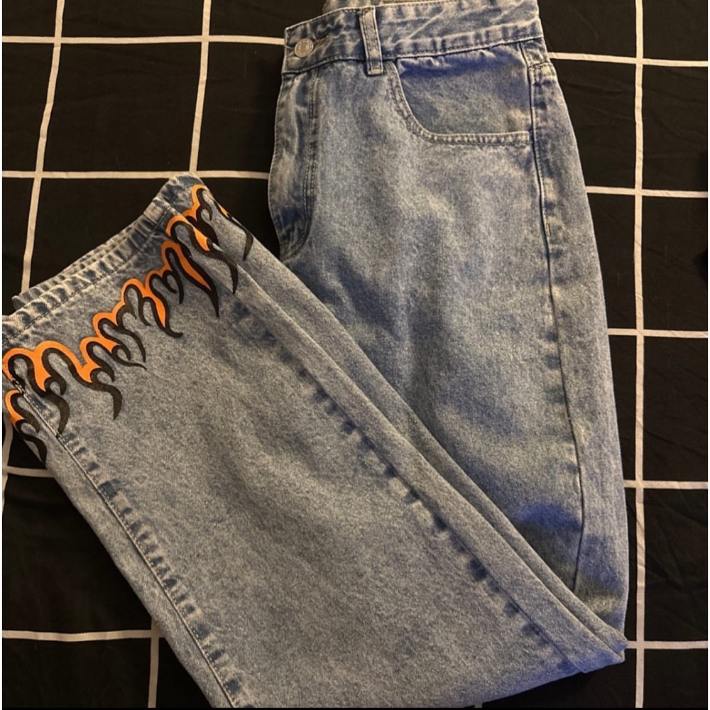 SHEIN FLAMES BOYFRIEND JEANS